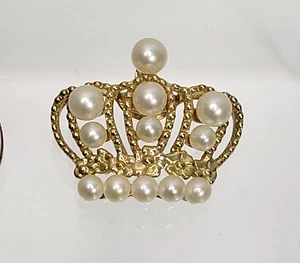 Colgante Vintage Alwand Vahan Corona Perla Oro Amarillo 10K AV 2.7g Patrimonio Raro - Imagen 1 de 5