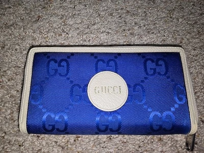Cartera Larga Gucci SUPER RARA Fuera de la Red Azul GG Nylon Cremallera Foto 1 de 4