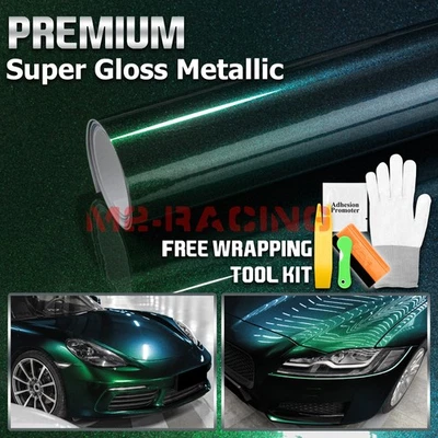 Premium Super Gloss Metallic Midnight Green Vinyl Car Wrap Sticker Decal Sheet - Image 1 of 4