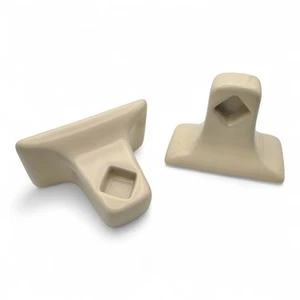 Vintage 1950s Pair Ivory Porcelain Towel Bar Rod Holder Brackets Made in Uruguay - Picture 1 of 7