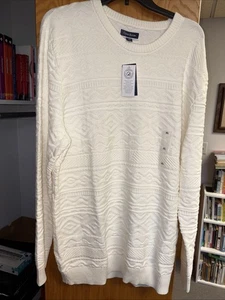 Maglione Macys Club Room avorio cotone maglia costine vestibilità regolare pullover girocollo XL - Foto 1 di 3