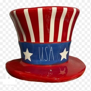 Sombrero de copa Rae Dunn estrellas y rayas EE. UU. "Tío Sam" cerámica 4 de julio patriótico - Imagen 1 de 1