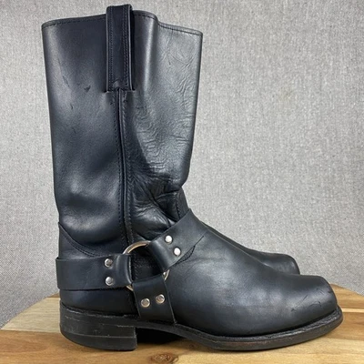 FRYE Harness 12R Boots Mens 10.5 M Black Leather Motorcycle Buckle Biker $498 - Image 1 of 4