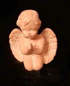 Un-Glazed Terra Cotta Praying Cherub Peach Color 3.5 Inches Tall New Made In USA - Picture 1 of 7