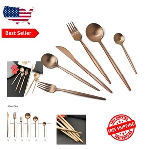 Elegant 24-Piece Rose Gold Flatware Set - 18/10 Stainless Steel Cutlery - Picture 1 of 10