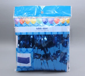 Blue Metallic Table Skirt Wedding Baby Shower Decoration Birthday Party - Picture 1 of 4
