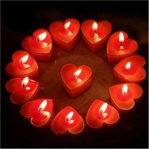 Valentines Day Candles Red Love Heart Shaped Romantic Dinner Decoration 10pcs - Picture 1 of 9