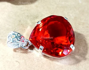 Piedra preciosa solitario de plata alemana de topacio rojo brasileño 58+ quilates corte corazón - Imagen 1 de 7