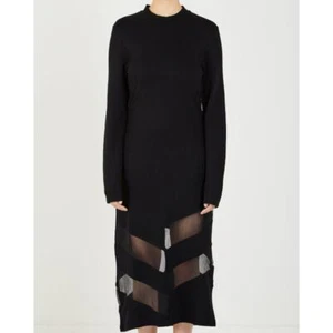 Maxi Vestido Midi Public School Elsi Manga Larga Panel de Malla, Talla Pequeña, Negro - Imagen 1 de 15
