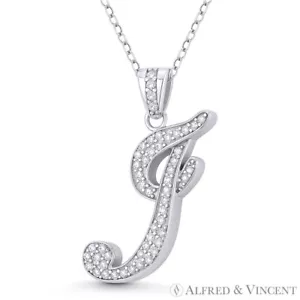 "Colgante de rodio de plata esterlina 925 con escritura cursiva letra inicial ""J"" escritura cursiva - Imagen 1 de 1