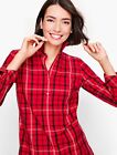 Talbots Red Plaid Perfect Holiday Popover Non-Iron With Diamanté Buttons Size 10