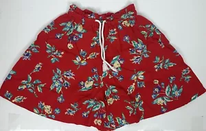 Pantalones Cortos Fácil Vintage Años 90 S Calce Muy Relajado Rojo Estampado Floral Elástico Cintura Alta - Imagen 1 de 11