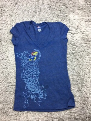 KU Jawhawk рубашка женщин размер маленький синий короткий рукав Majestic - Изображение 1 из 4