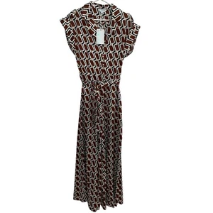 Jumpsuit mit weitem Bein und geometrischem Muster, Gürtel und Perlendetail - elegant Gr. S - Bild 1 von 8