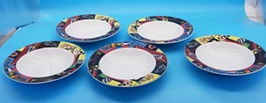 5 piezas 1997 Nicole Miller Sakura Metro Serving Bowl Retro City Art Deco Renacimiento - Imagen 1 de 12