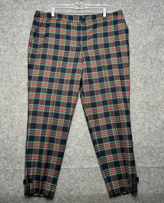 Talbots Pants Womens 16 Blue Green Wool Blend Tartan Plaid Crop Lined Classic - Image 1 of 4