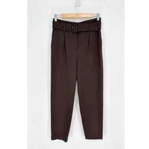 Ann Taylor The Belted High Waist Taper Pleated Pants in Brown Women's 0 - Picture 1 of 8
