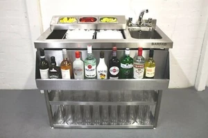 1 metre stainless steel cocktail bar unit with insulated ice well and bar sink - Picture 1 of 8