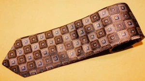 IKE BEHAR MADE IN U.S.A. BROWN/BEIGE SQUARES MOTIF TIE - TIES - DESIGNER TIES. - Picture 1 of 3