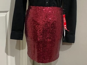 NWT B Smart Red Sequin Skirt - Picture 1 of 2