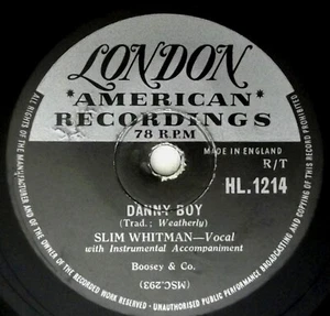 Slim Whitman - Danny Boy / There's A Rainbow 10" 78rpm 1956 UK London HL.1214 - Picture 1 of 2