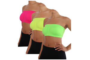 Padded Bandeau Bra Top Spandex ONE SIZE REG AND PLUS SIZES 1, 2, 3, 4 PACK
