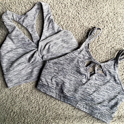 Victoria Secret Sports Bras Bundle M Racerback Lined Wireless Gray Yoga Lot - Image 1 of 4