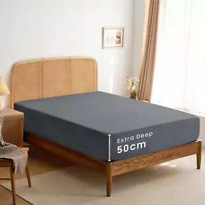 - Extra Deep King Fitted Sheet 1 Piece - 50Cm Deep Pocket Bed, 1000TC Ultra Soft - Picture 1 of 6