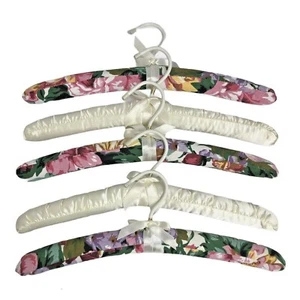 Vtg 5 Satin Fabric Cushion Covered Padded Lingerie Shirt Dress Clothes Hangers  - Picture 1 of 3