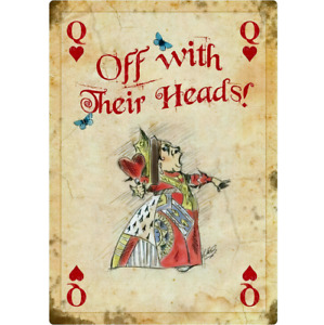 Alice's Adventures in Wonderland Vintage Metal Sign Queen of Hearts 12x8 