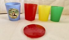 Vintage Multi-Color Plastic Nesting Stacking Shot Cups w Lid New Mexico Souvenir