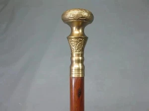 NEW SOLID ANTIQUE SOLID BRASS HANDLE WOODEN WALKING STICK CANE VINTAGE DESIGNER - Picture 1 of 7