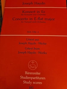 Joseph Haydn Concerto Eb Major Trumpet Orchestra Barenreiter Study Score 351 SM - Afbeelding 1 van 7