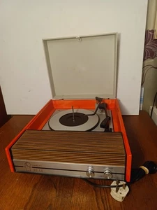 Vintage FIDELITY HF43 Orange Record Player 1970s 33/45 Spares Or Repair Project  - Picture 1 of 14