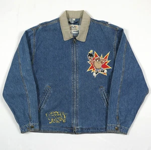 Chaqueta vaquera de colección Mirage Looney Tunes años 90 Taz x Bugs Bunny Ka-Boom para hombre L (M) - Imagen 1 de 15