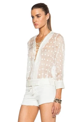 IRO - “Oltane” Polka Dot Embroidered 100% Silk Blouse – Ivory (Size 38/Small) - Image 1 of 4