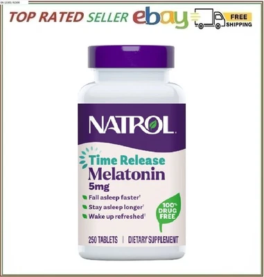 Natrol Melatonina Liberación Tiempo 5 mg 250 Comprimidos Ayuda a Dormir Toda la Noche Foto 1 de 4