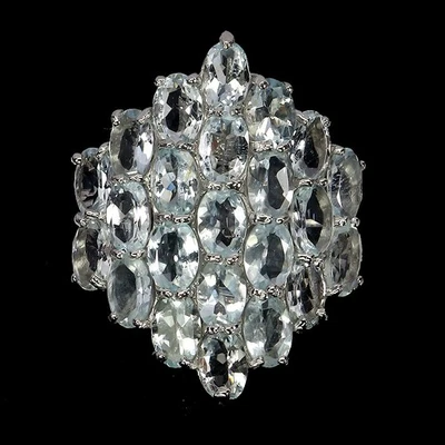 925 Sterling Silver Ring Oval Aquamarine 6x4mm Natural Gemstone Jewelry Size 9.5 - Image 1 of 4