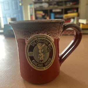 Deneen Pottery The Original Pancake House 10 oz Hand-Thrown Maroon Red Drip Mug - Picture 1 of 10