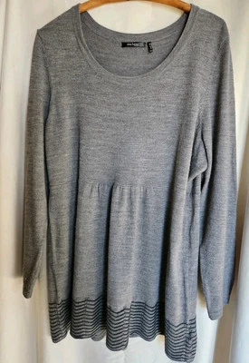 Daisy Fuentes Gray Cardigan Sweater Women's Size 1X Flair Waist Round Neck - Image 1 of 4