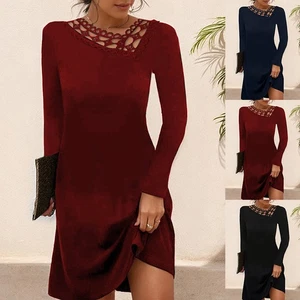 Damen Spitze Langarm Partykleid Freizeitkleid Herbstkleid Minikleid Festkleid DE - Bild 1 von 17