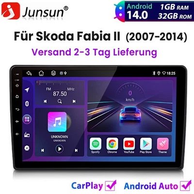 Für Skoda Fabia II 2007-2014 Carplay Android14 Autoradio GPS NAVI WIFI FM 1+32GB - Bild 1 von 4