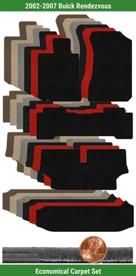 Conjunto de tapete personalizado Velourtex para 2002-2007 Buick Rendezvous (5 peças) #239 - Imagem 1 de 4