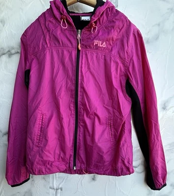 Fila Zip Up Woman’s Windbreaker Pink Jacket Medium Small Pink Fila Logo On Front - Image 1 of 4