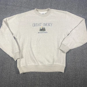 Vintage Great Smoky Mountains Sweatshirt Embroidered Pullover Log Cabin Sz M - Picture 1 of 7