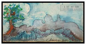 Mystery of Fog Peaking Moon 2025 C Peterson * Miniature orig WATERCOLOR Painting - Picture 1 of 20