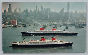 Postkarte SS USA SSS Amerika Passagier Superliner New York City unbespielt - Bild 1 von 2