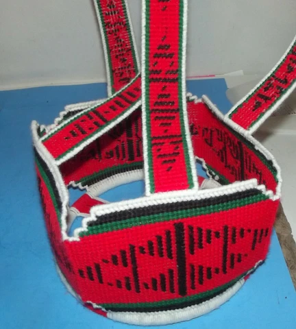 Watermelon Hanging Basket Handmade Crochet Hand Crafted Red Green Black 5.5" Cover