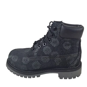 Timberland Girls 6 IN Classic TB0A177P Boots Floral Outdoors Black New Sz 1 Y - Picture 1 of 12