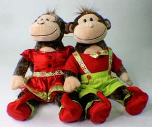 BAB Build A Bear Christmas Jesters Monkeys 18 Zoll Plüschtier mit Kleidung d4 - Bild 1 von 6